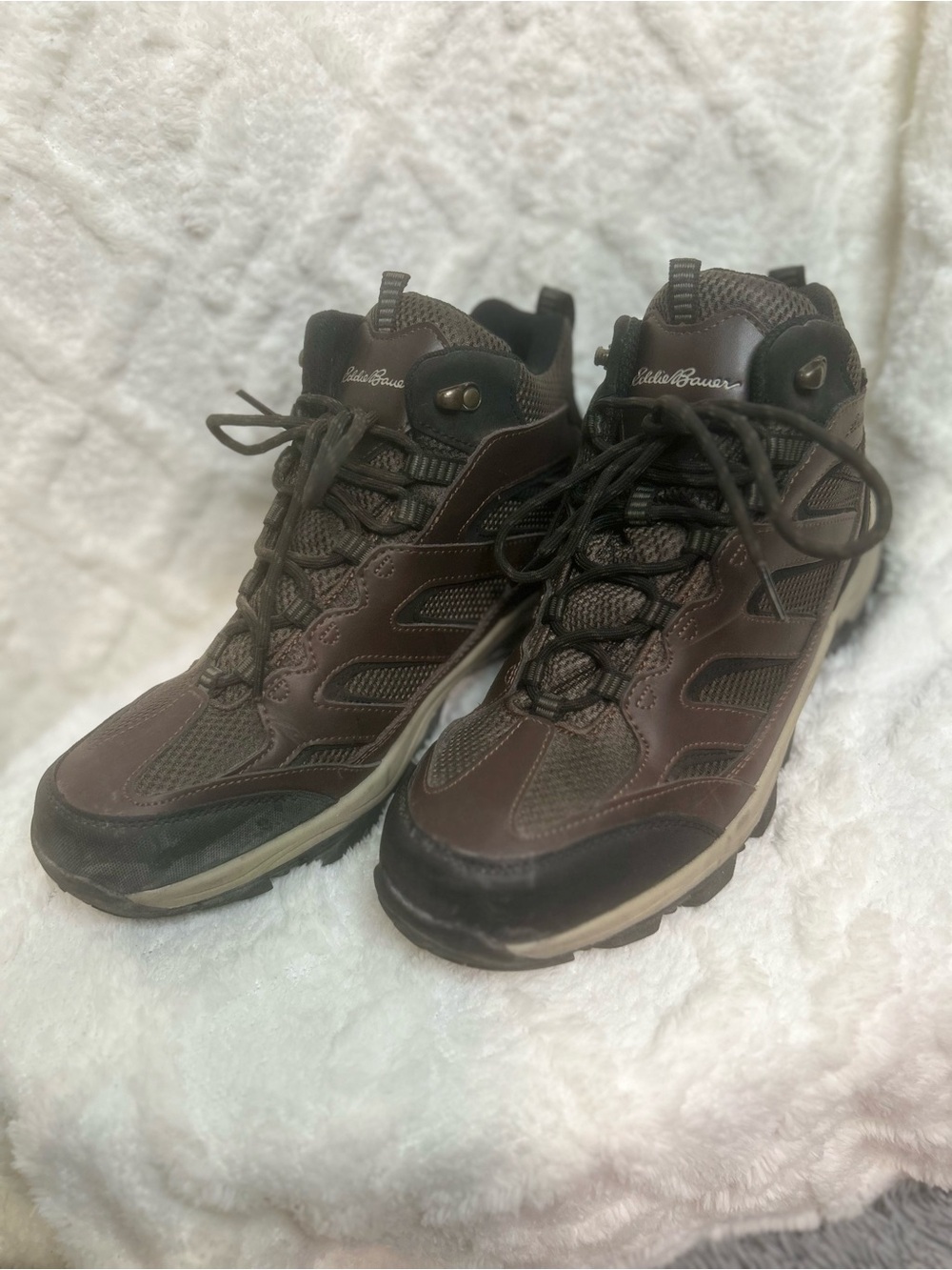 Eddie Bauer Men's Dark Brown and Black Hiking Boots